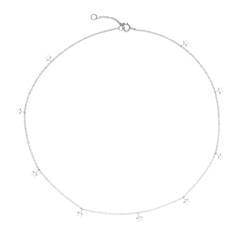 Wholesale Jewelry Light Luxury Geometric Star 925 Silver Snake Bone Chain Necklace - Image 5