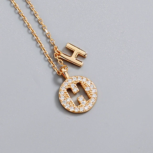 Wholesale Jewelry Light Luxury Ins Style S925 Sterling Silver Necklace With Letter Pendant And Cross Chain - Image 13