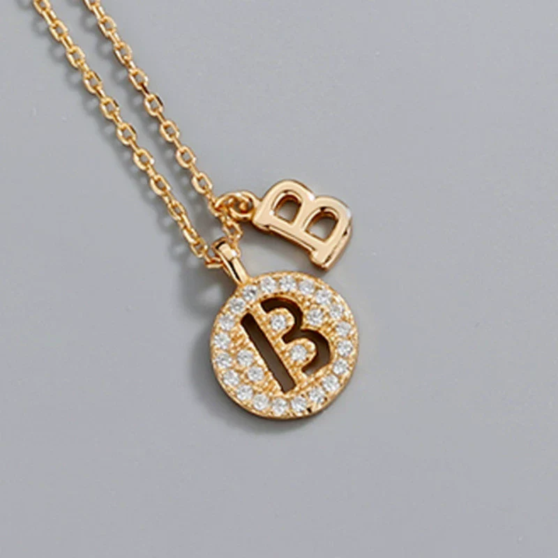 Wholesale Jewelry Light Luxury Ins Style S925 Sterling Silver Necklace With Letter Pendant And Cross Chain - Image 7