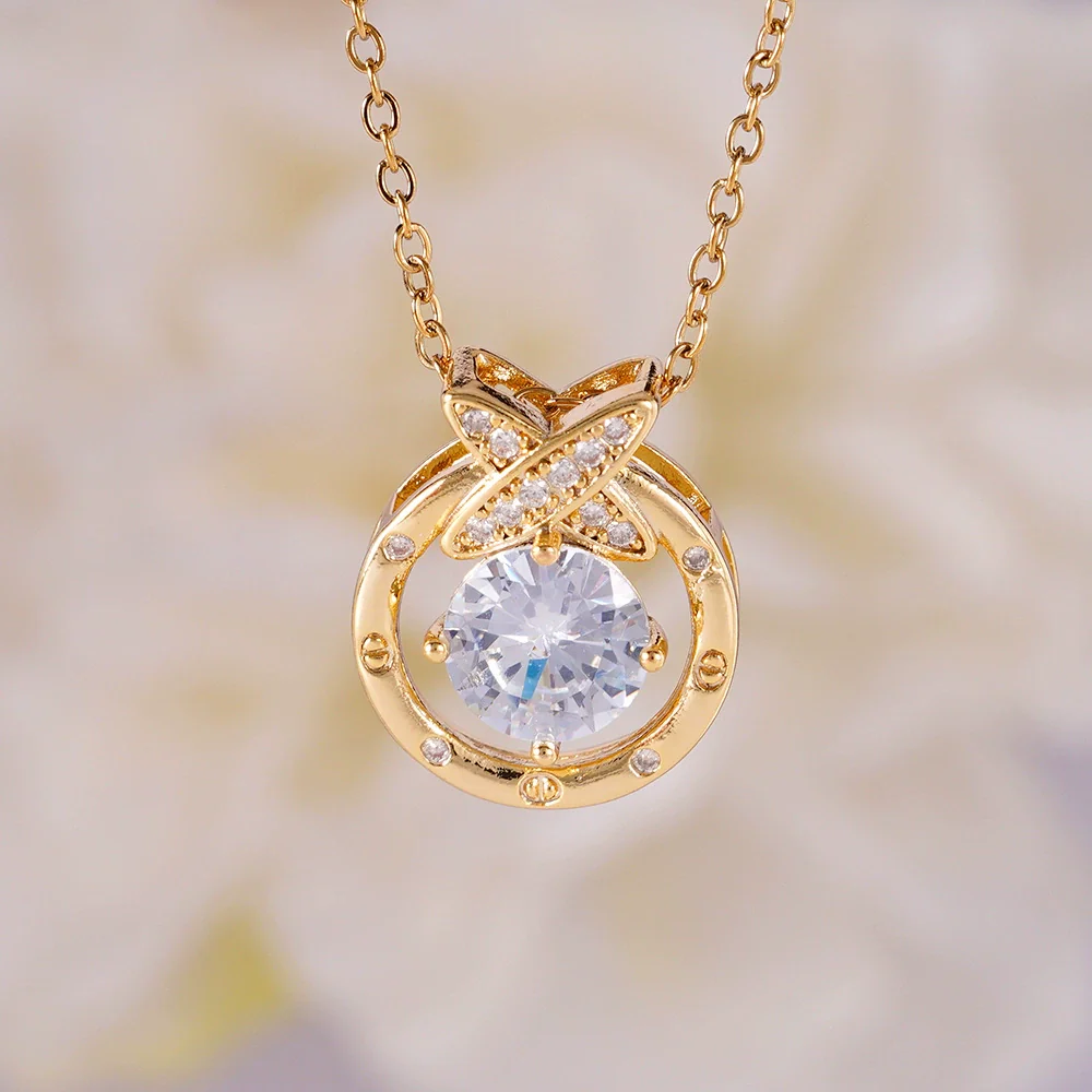 Wholesale Jewelry Light Luxury Style Copper Star Heart Bow Pendant Necklace With Mixed Gemstone Setting And O Word Chain Electroplating - Image 11