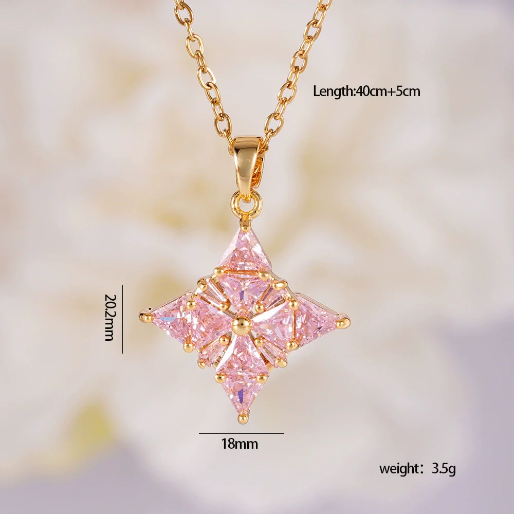 Wholesale Jewelry Light Luxury Style Copper Star Heart Bow Pendant Necklace With Mixed Gemstone Setting And O Word Chain Electroplating - Image 14