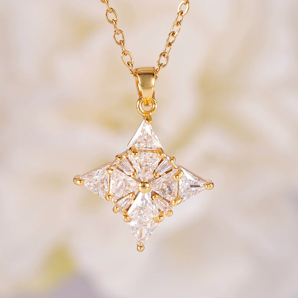 Wholesale Jewelry Light Luxury Style Copper Star Heart Bow Pendant Necklace With Mixed Gemstone Setting And O Word Chain Electroplating - Image 15