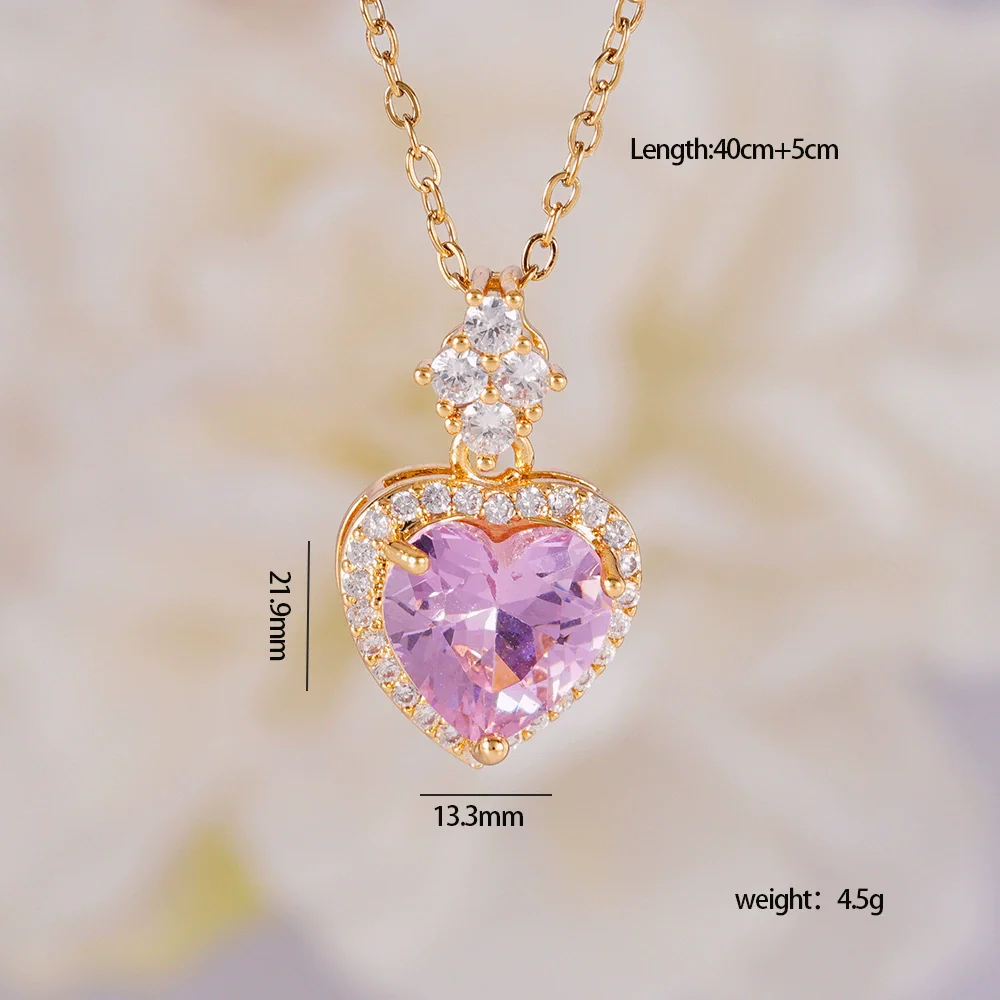 Wholesale Jewelry Light Luxury Style Copper Star Heart Bow Pendant Necklace With Mixed Gemstone Setting And O Word Chain Electroplating - Image 6