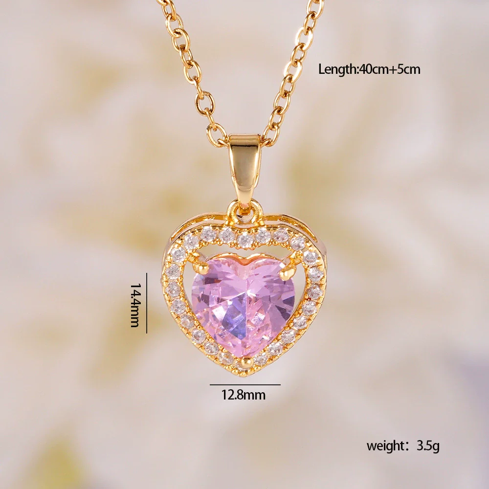 Wholesale Jewelry Light Luxury Style Copper Star Heart Bow Pendant Necklace With Mixed Gemstone Setting And O Word Chain Electroplating - Image 8