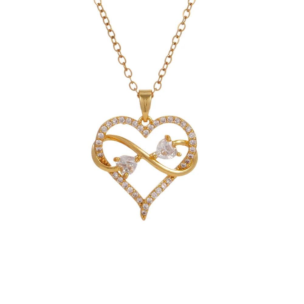 Wholesale Jewelry Light Luxury Style Heart Shape Copper Inlaid Zircon O Word Chain Women's Necklace - Image 5