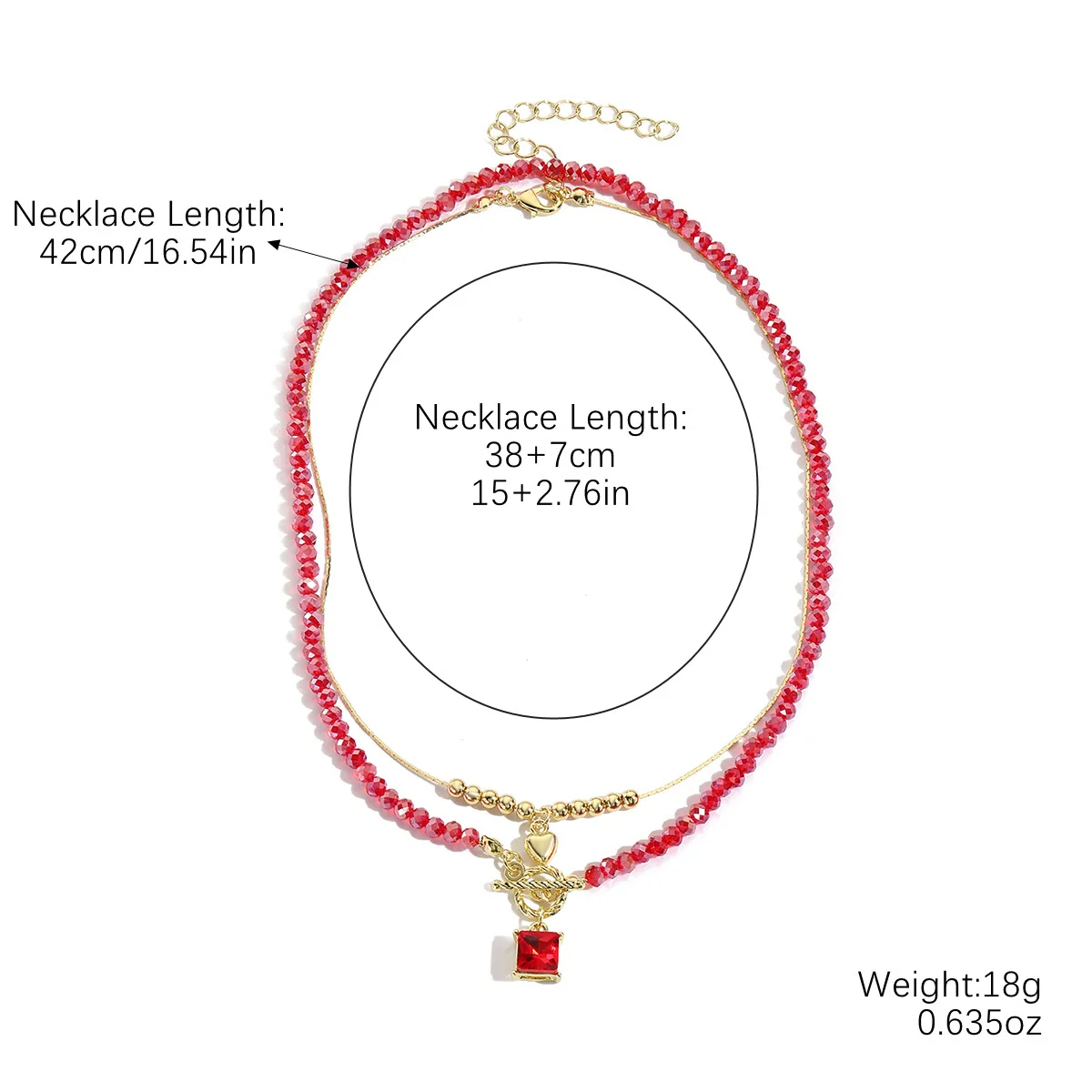 Wholesale Jewelry Little Fresh Style Heart Shape Alloy Pendant Artificial Crystal Double Layer String Of Pearls Necklace With Electroplating - Image 5