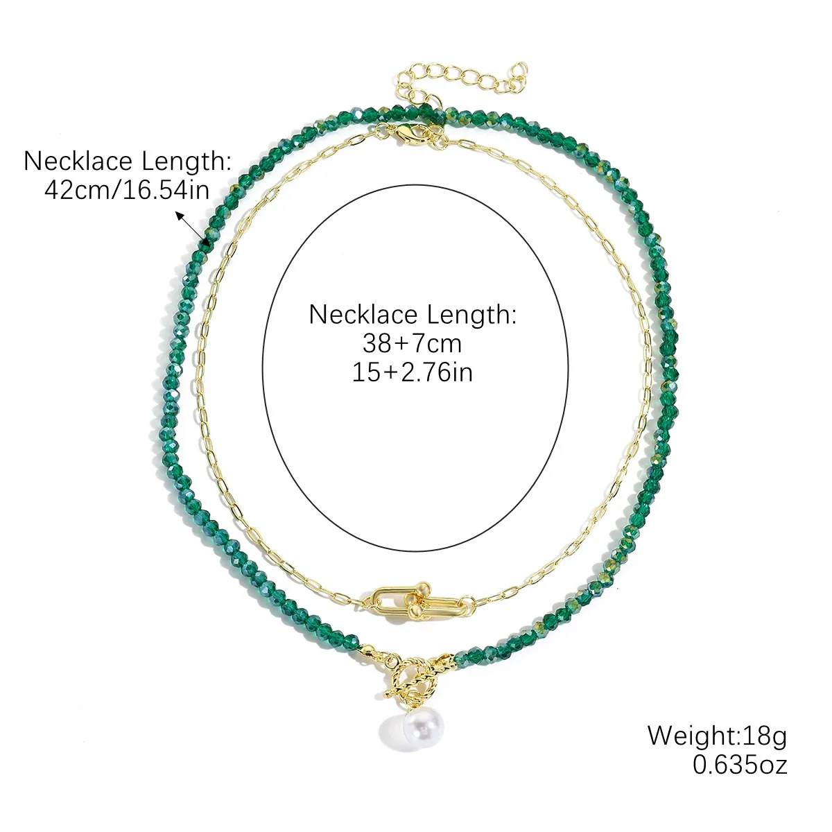 Wholesale Jewelry Little Fresh Style Heart Shape Alloy Pendant Artificial Crystal Double Layer String Of Pearls Necklace With Electroplating - Image 8