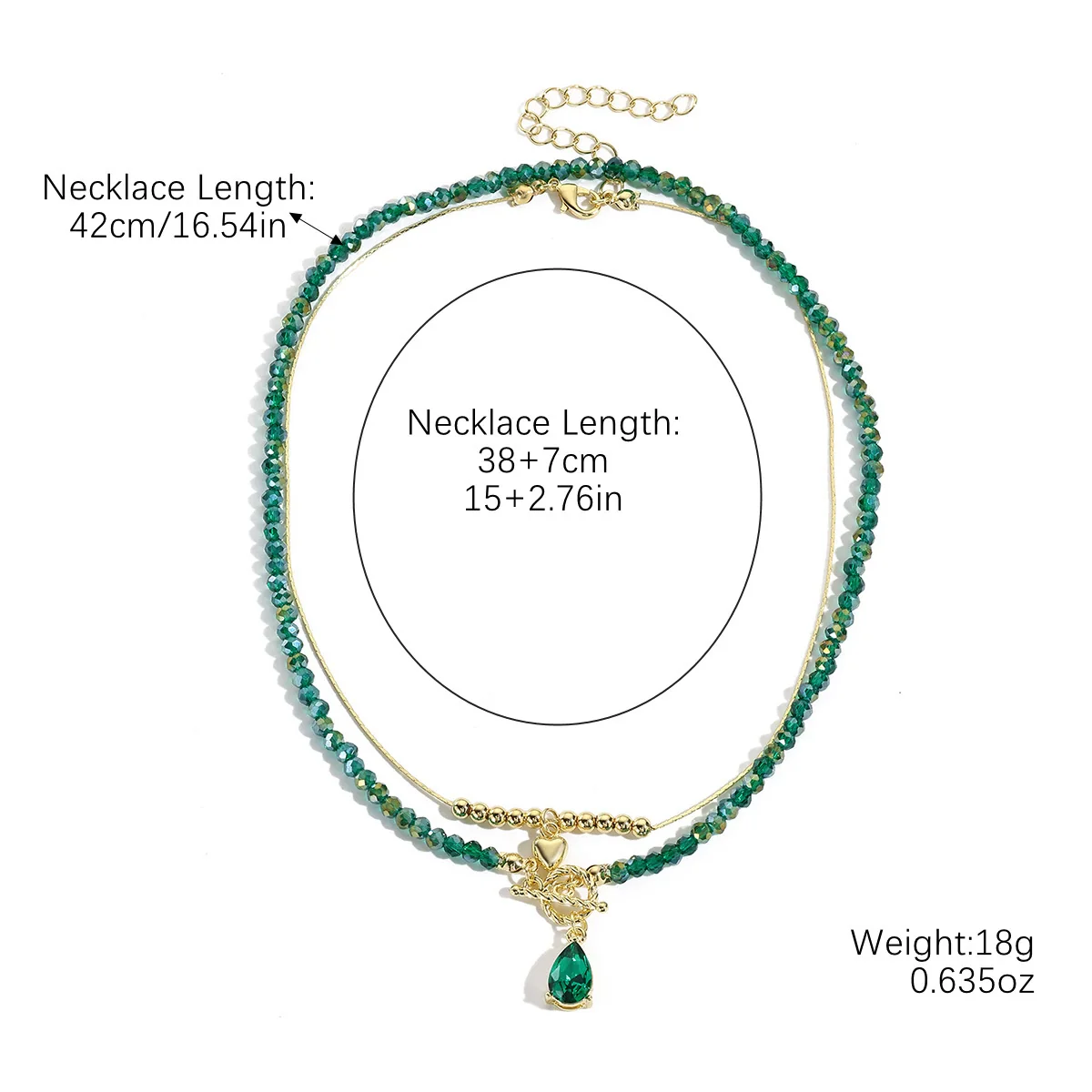 Wholesale Jewelry Little Fresh Style Heart Shape Alloy Pendant Artificial Crystal Double Layer String Of Pearls Necklace With Electroplating - Image 9