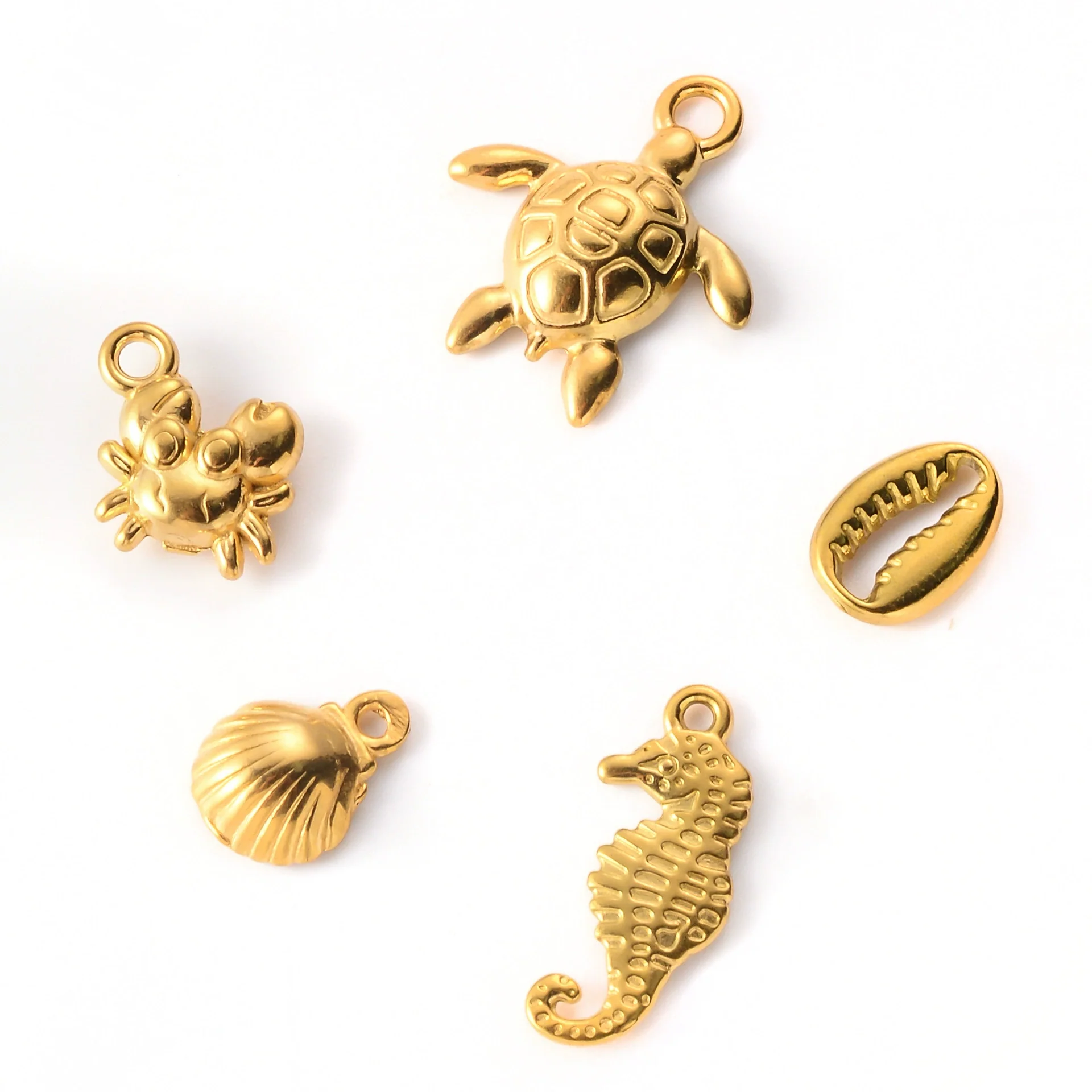 Wholesale Jewelry Marine Style Stainless Steel Turtle Seahorse Shell Crab Pendant Jewelry Accessories Electroplated - Image 5