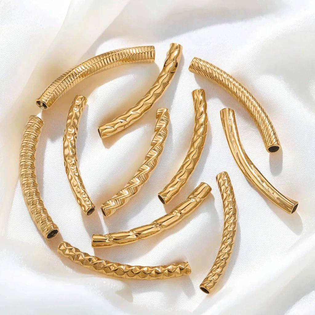 Wholesale Jewelry Material Stainless Steel Plated 18K Color Retaining Embossed Tube Beads With Totem Pattern Handmade Accessories - Image 4
