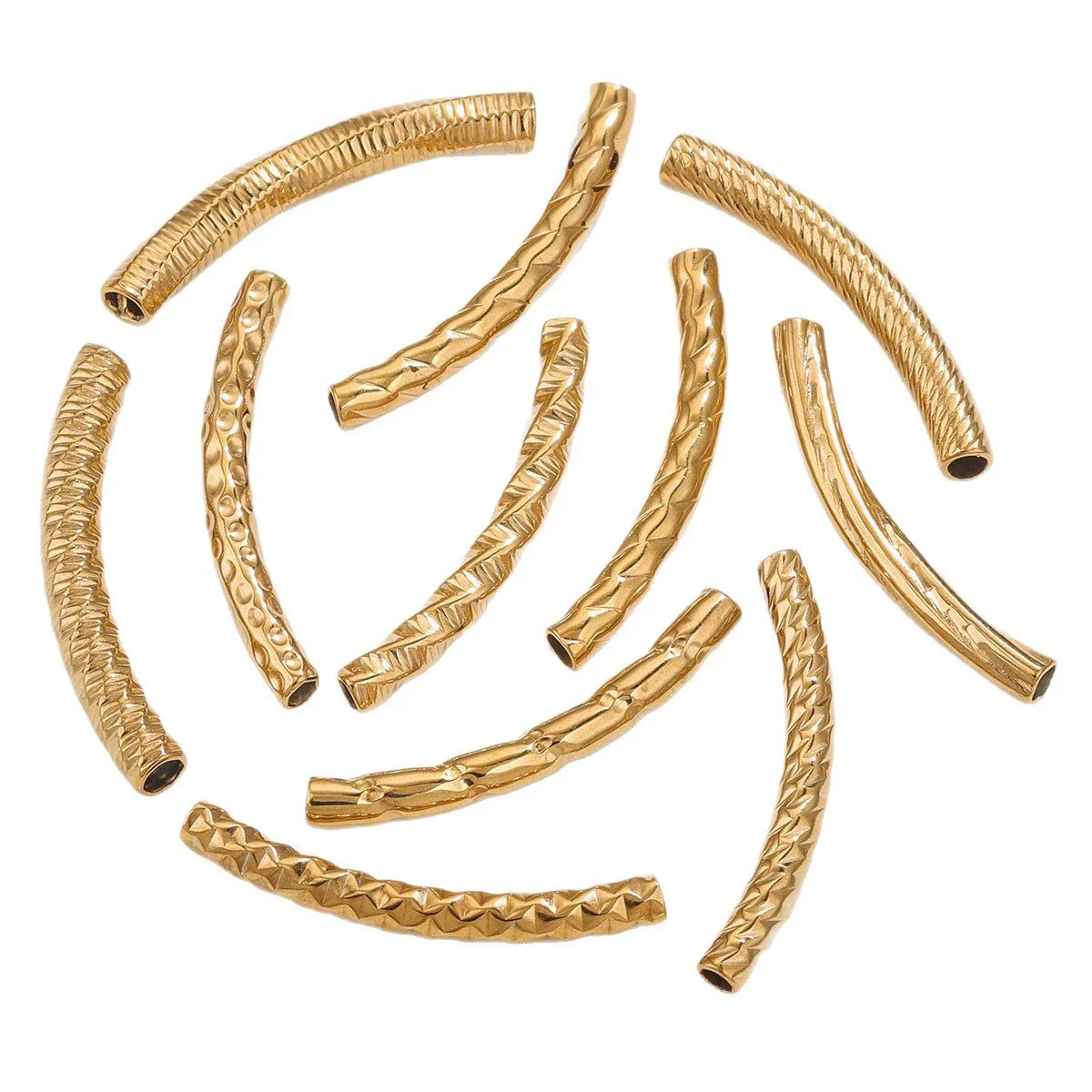 Wholesale Jewelry Material Stainless Steel Plated 18K Color Retaining Embossed Tube Beads With Totem Pattern Handmade Accessories - Image 5