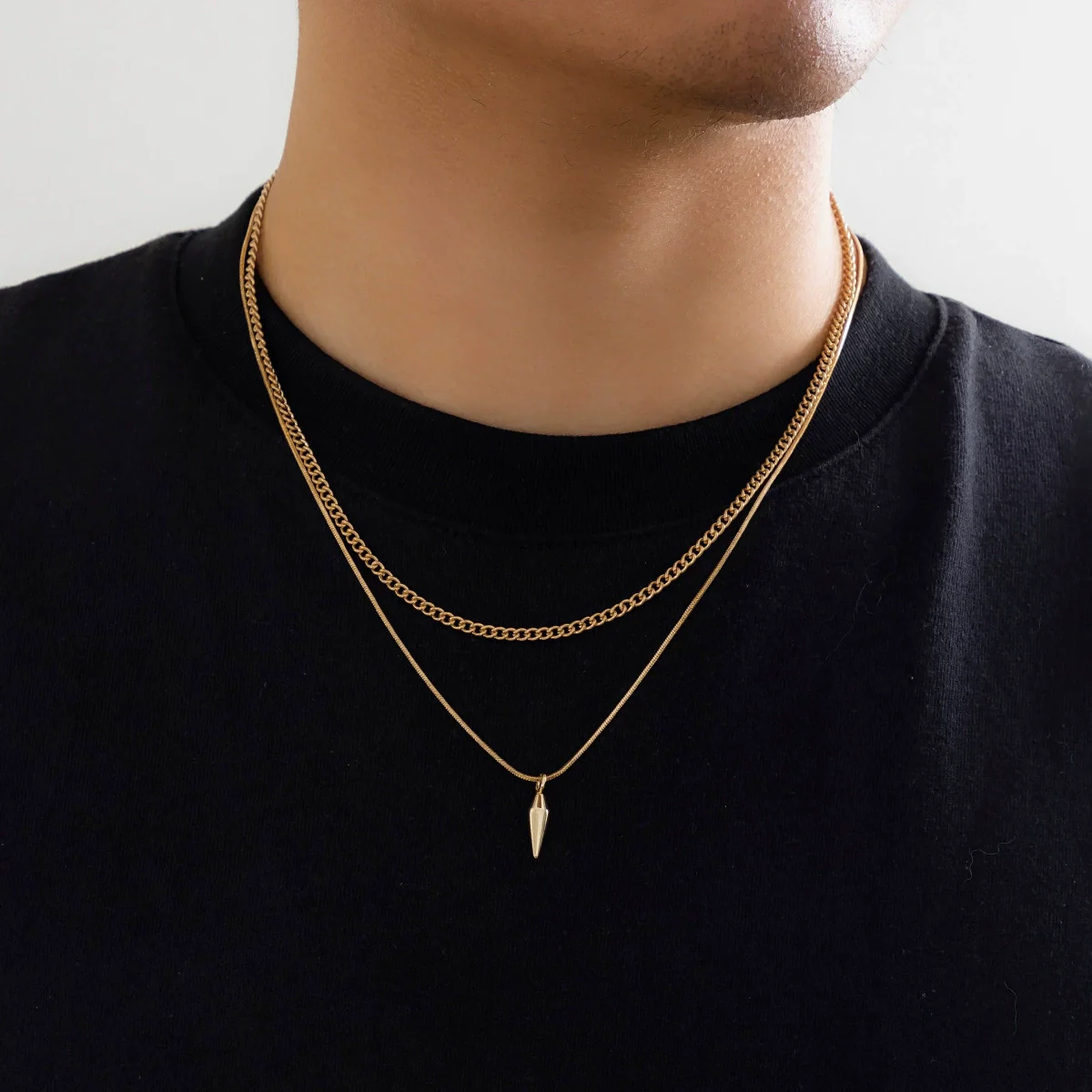 Wholesale Jewelry Men's Hiphop Style Alloy Geometric Pendant Necklace Handmade - Image 2