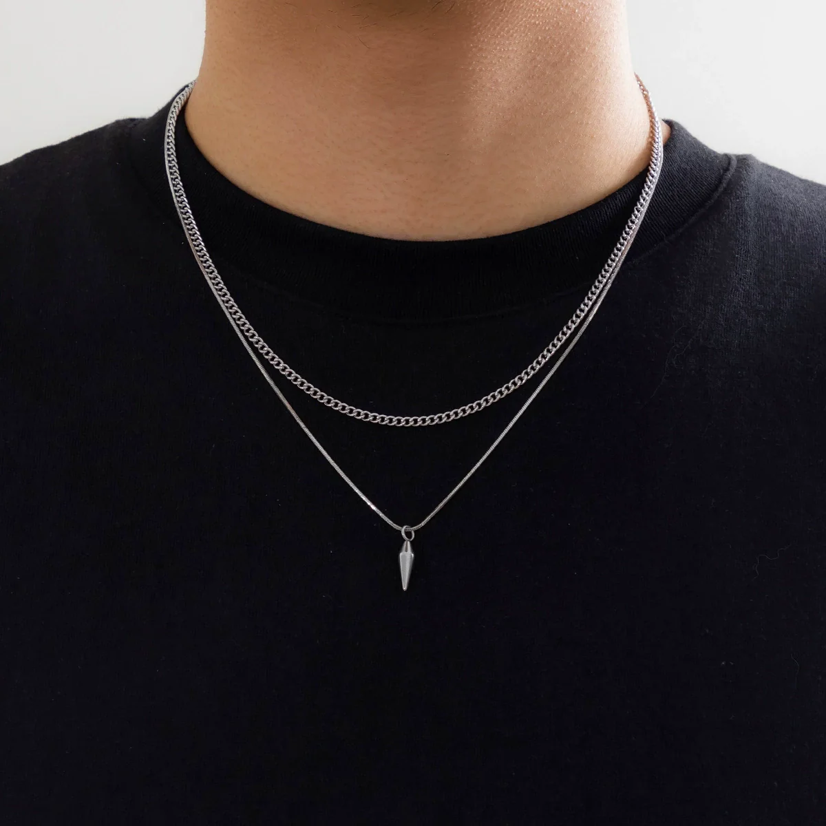 Wholesale Jewelry Men's Hiphop Style Alloy Geometric Pendant Necklace Handmade - Image 3
