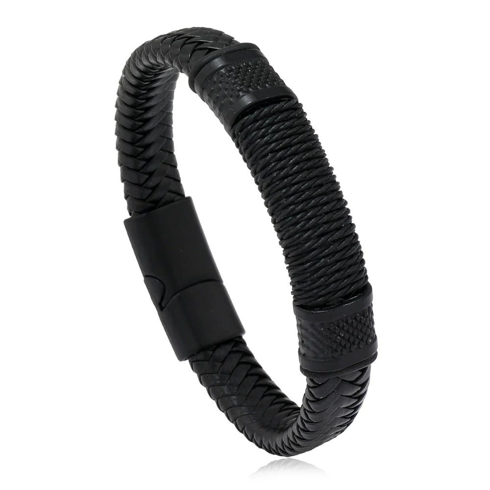 Wholesale Jewelry Men's Leather Alloy Bracelet Retro Geometric Handmade - Image 5