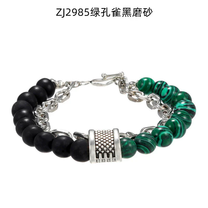 Wholesale Jewelry Men's Punk Style Frosted Stone Geometric Oil Treated Bracelet - Image 11