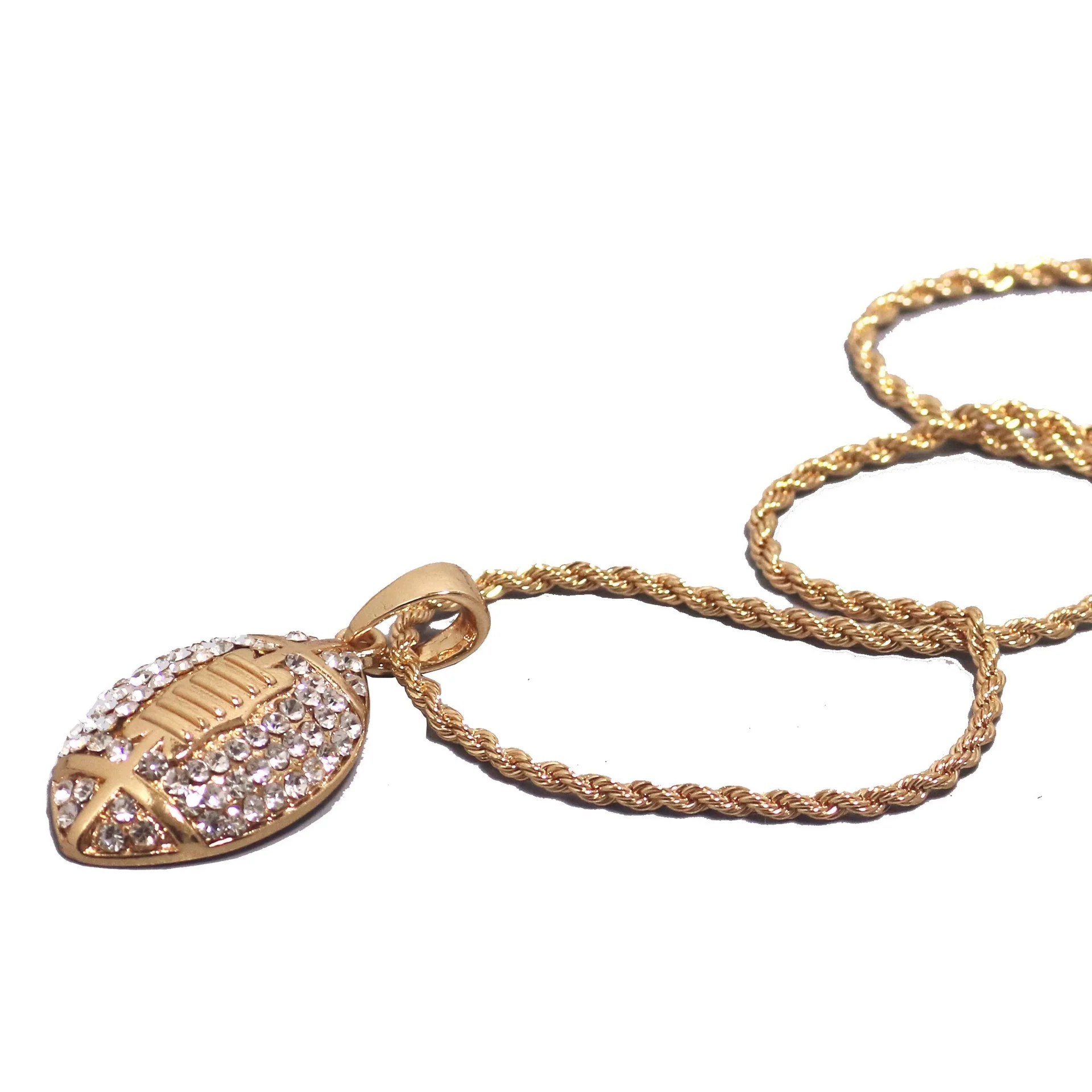 Wholesale Jewelry Men's Rugby Pendant Necklace Alloy With Diamond And Geometric Design - Image 2