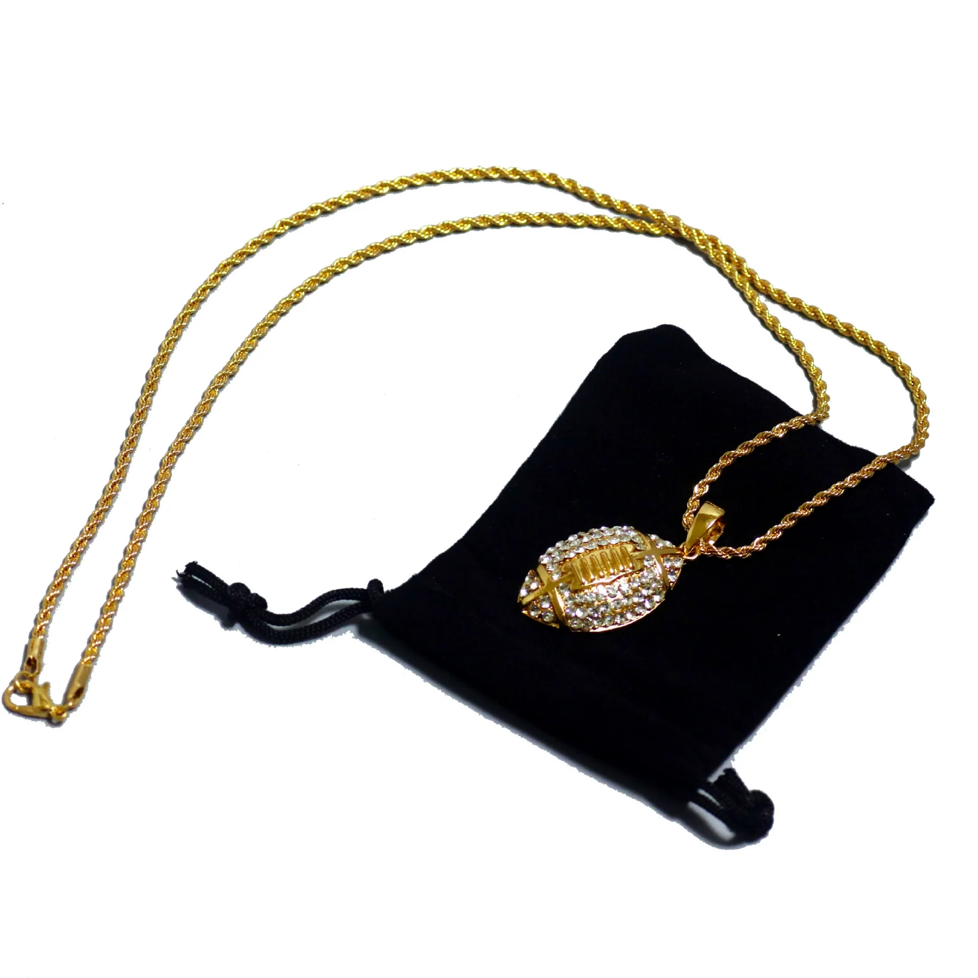 Wholesale Jewelry Men's Rugby Pendant Necklace Alloy With Diamond And Geometric Design - Image 4