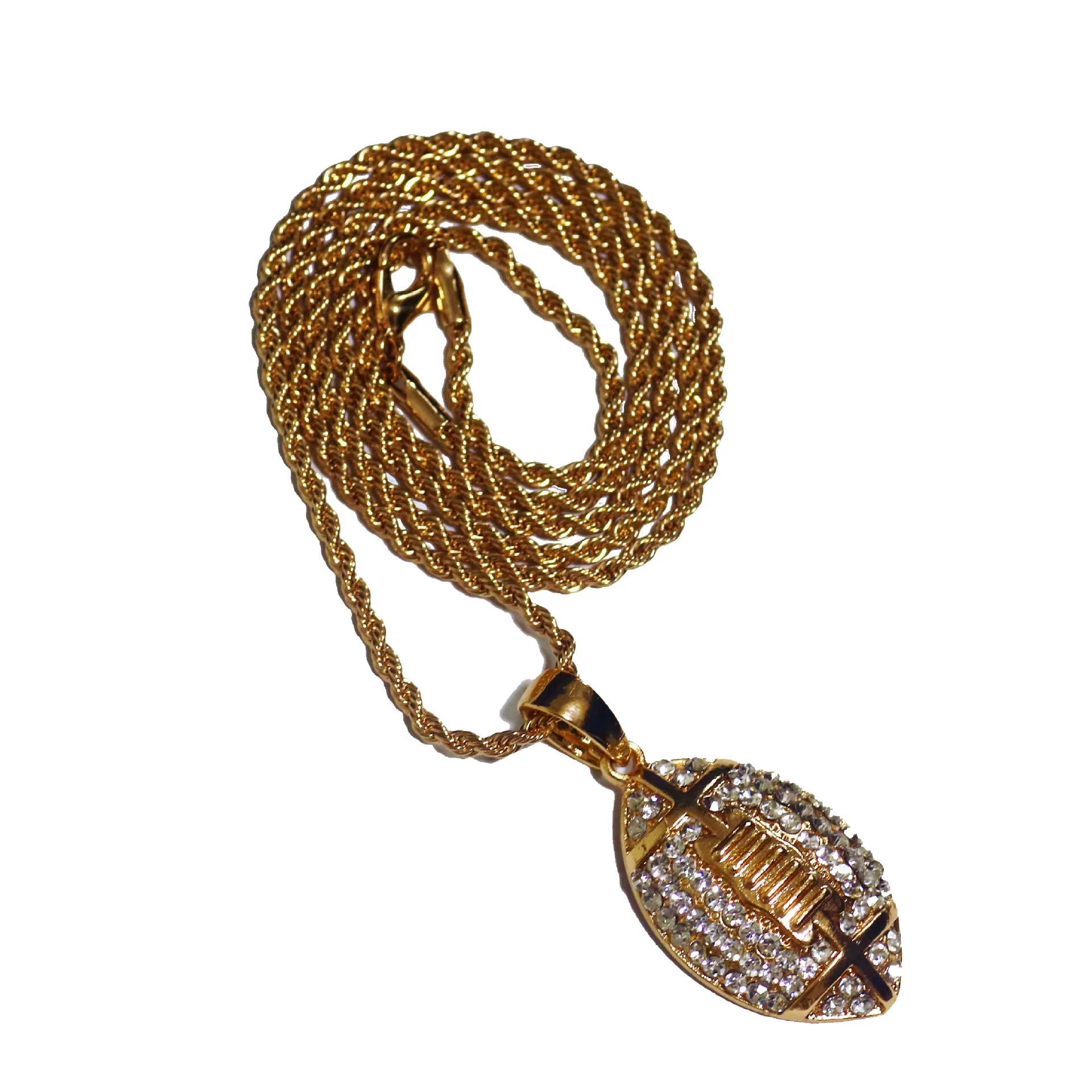 Wholesale Jewelry Men's Rugby Pendant Necklace Alloy With Diamond And Geometric Design - Image 5