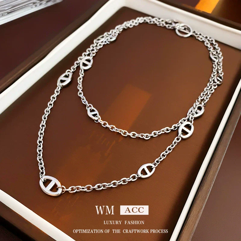 Wholesale Jewelry Metal Alloy Copper Geometric Letters Numbers Text Electroplating Clavicle Chain Necklace For Women