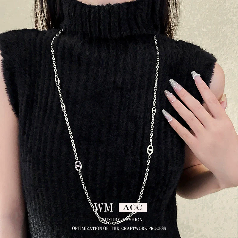 Wholesale Jewelry Metal Alloy Copper Geometric Letters Numbers Text Electroplating Clavicle Chain Necklace For Women - Image 4