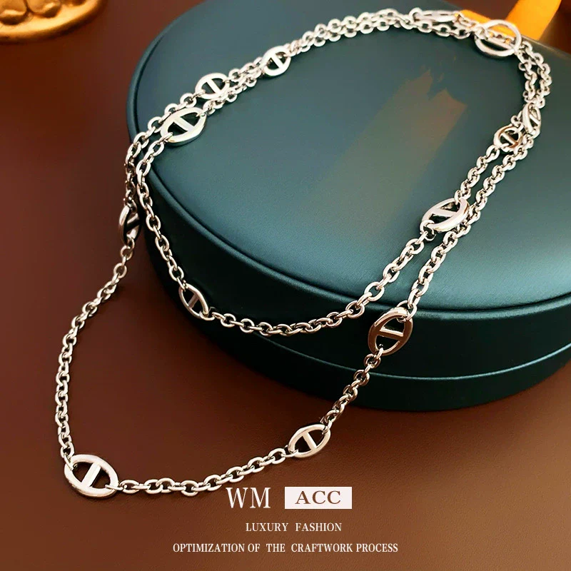 Wholesale Jewelry Metal Alloy Copper Geometric Letters Numbers Text Electroplating Clavicle Chain Necklace For Women - Image 6