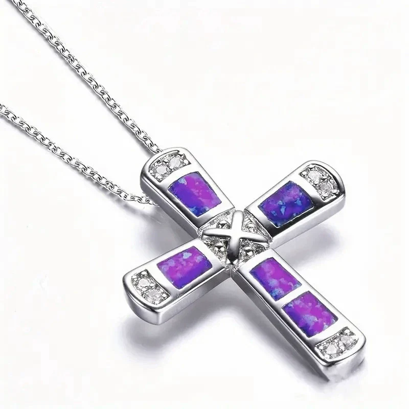 Wholesale Jewelry Metal Alloy Imitation Opal Geometric Zirconia Elegant Women's Necklace - Image 3