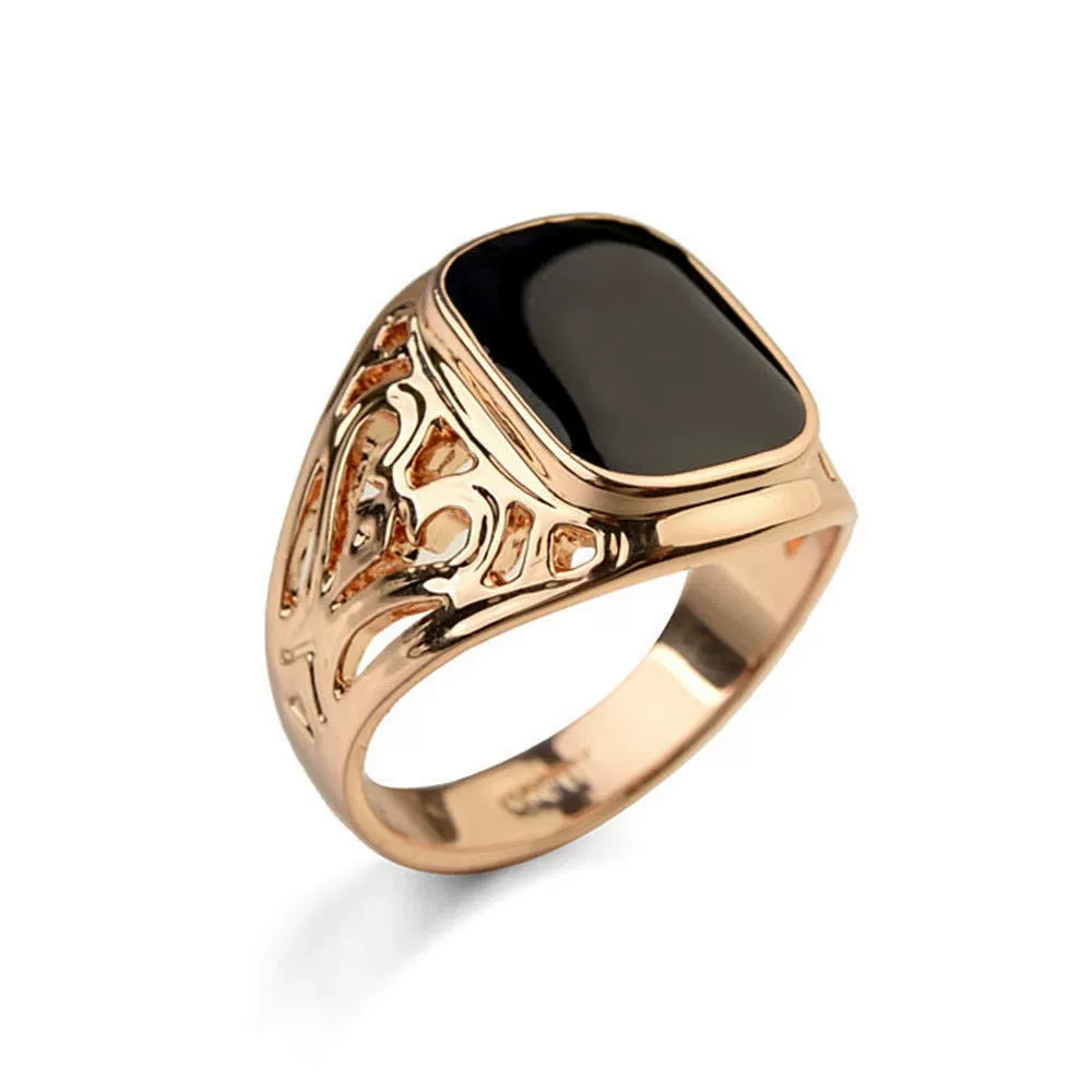 Wholesale Jewelry Metal Geometric Hollow Carved Electroplated Unisex Ring
