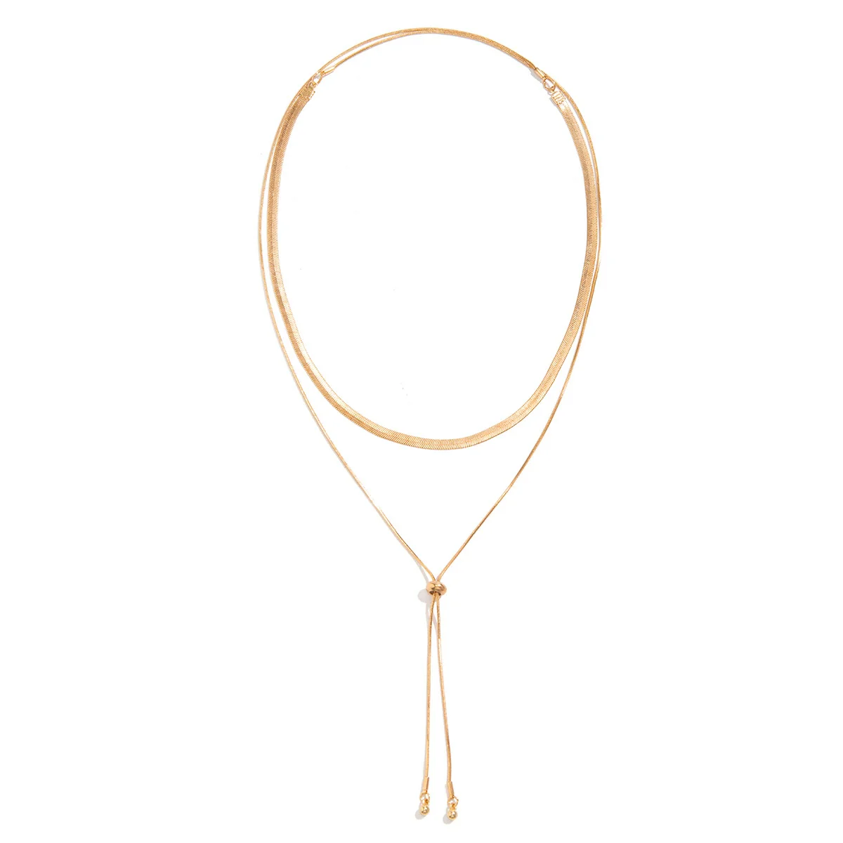 Wholesale Jewelry Metal Snake Bone Chain Geometric Style Electroplating Necklace For Women - Image 4