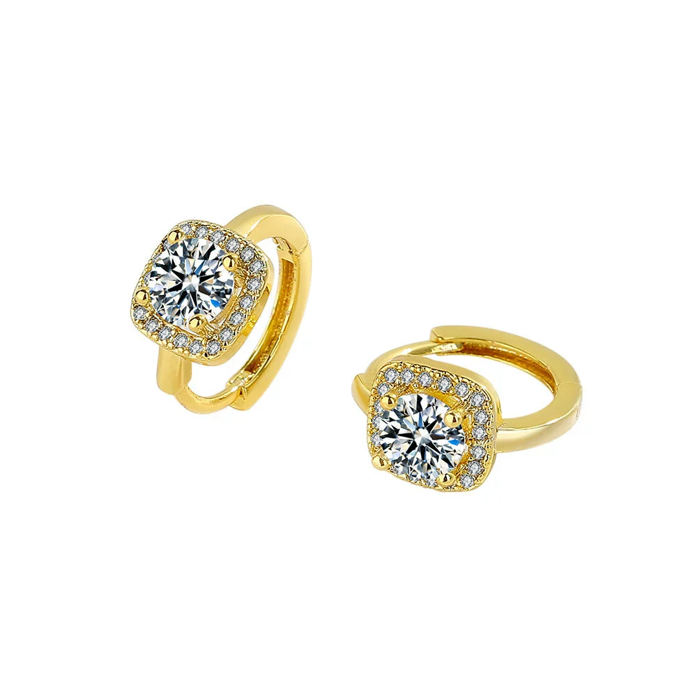 Wholesale Jewelry Microinlaid Zircon Geometric Copper Electroplated Earring - Image 5