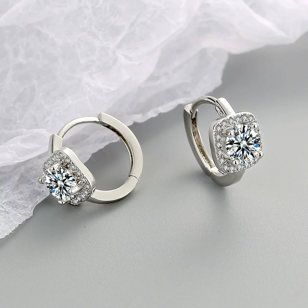 Wholesale Jewelry Microinlaid Zircon Geometric Copper Electroplated Earring - Image 6