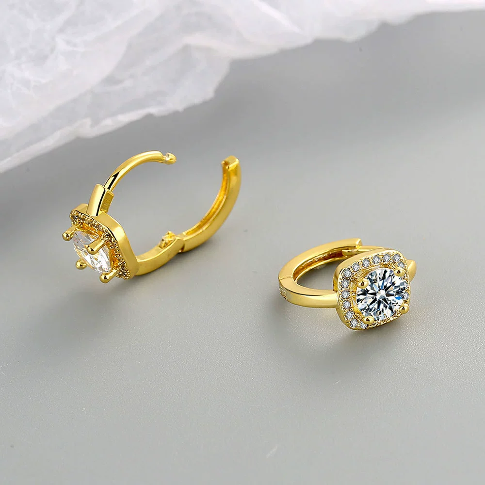 Wholesale Jewelry Microinlaid Zircon Geometric Copper Electroplated Earring - Image 7