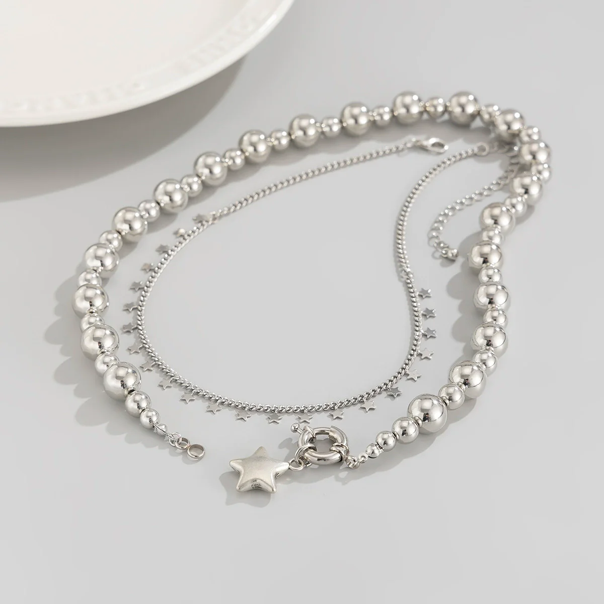 Wholesale Jewelry Minimalist Alloy Fivepointed Star Pendant Necklace With Iron Chain And Electroplating - Image 4