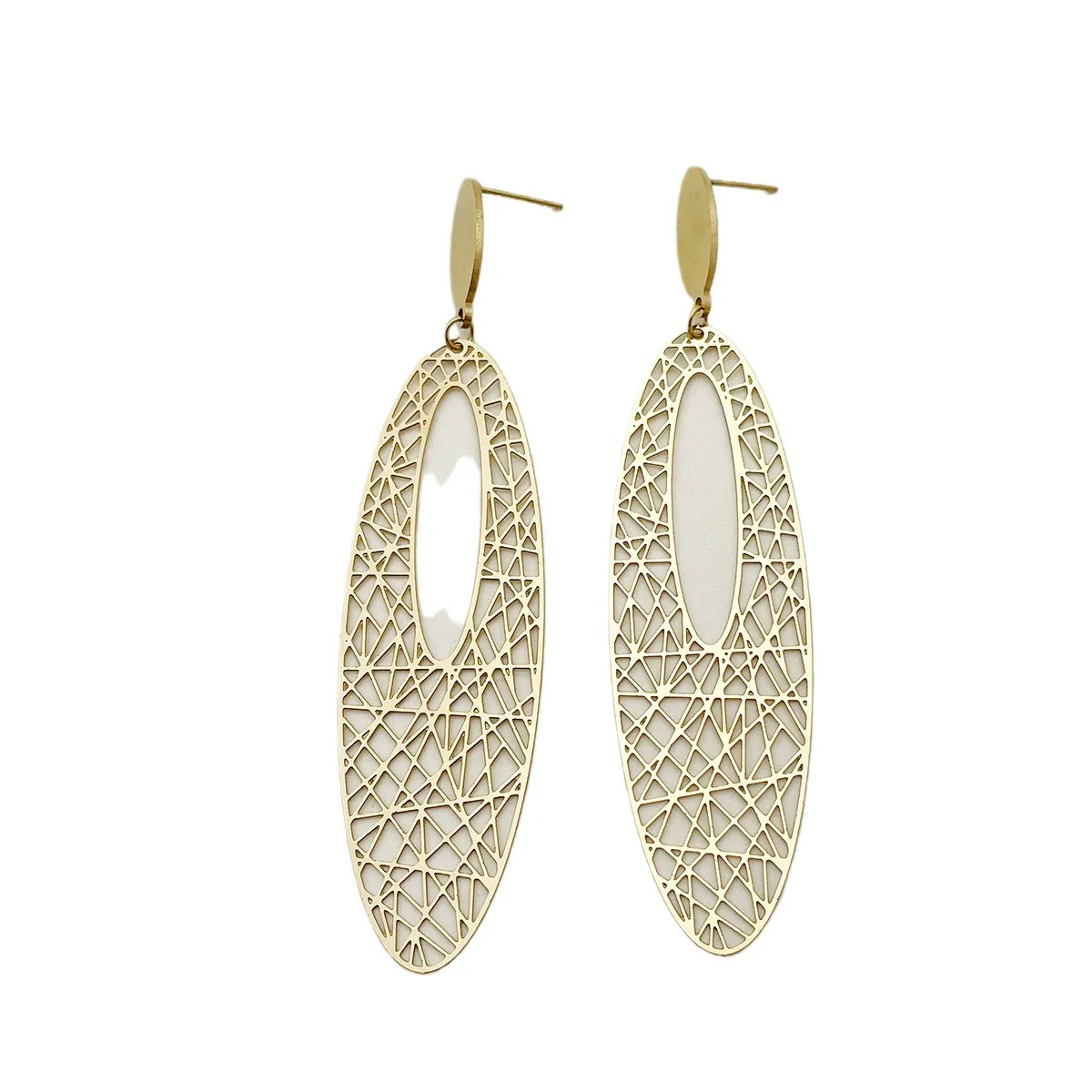 Wholesale Jewelry Minimalist Cold Style Geometric Stainless Steel Electroplated Earrings - Image 5
