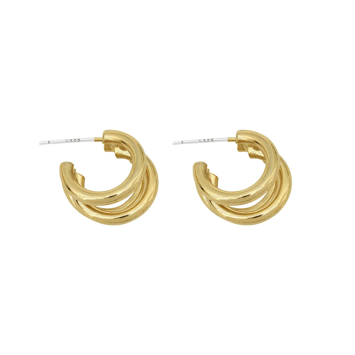 Wholesale Jewelry Minimalist Geometric Copper Alloy Cshaped Hollow Electroplated Earrings For Women - Image 3