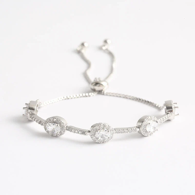 Wholesale Jewelry Minimalist Geometric Copper Inlaid Zircon And Glass Bracelet - Image 10