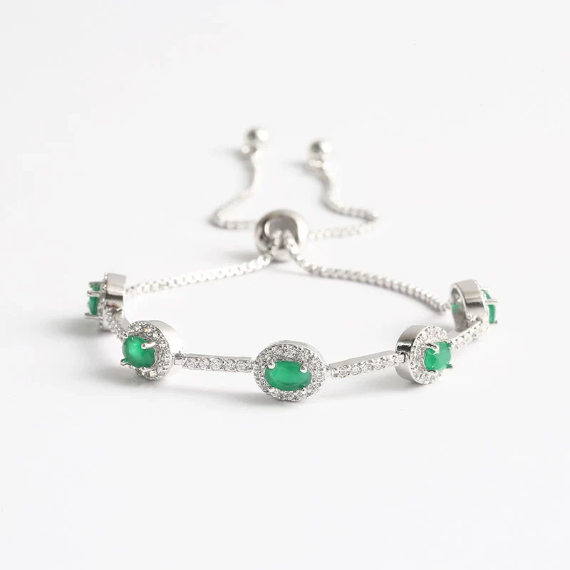 Wholesale Jewelry Minimalist Geometric Copper Inlaid Zircon And Glass Bracelet - Image 11