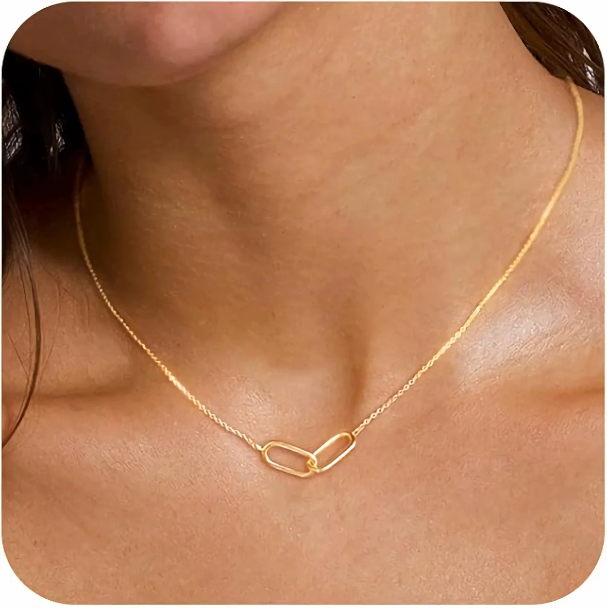 Wholesale Jewelry Minimalist Geometric Oval Cross S925 Sterling Silver Gold Plated Polished O Chain Necklace For Women - Image 6