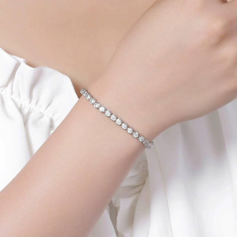 Wholesale Jewelry Minimalist Geometric Sterling Silver Diamond Bracelet For Women - Image 3