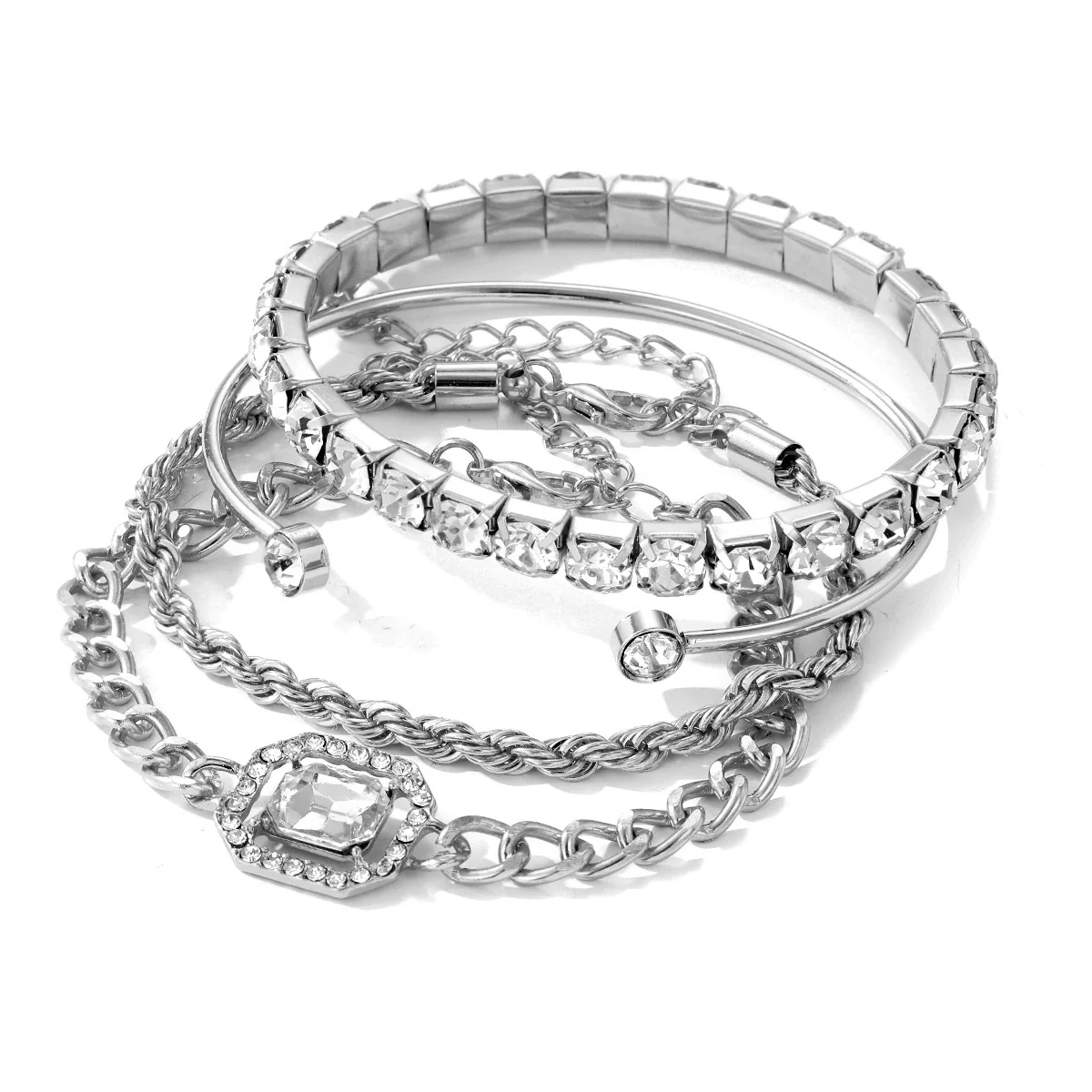 Wholesale Jewelry Mixed Material Vintage Style Love Water Drops Bells Pattern Diamond Design O Chain Ladies Set - Image 9