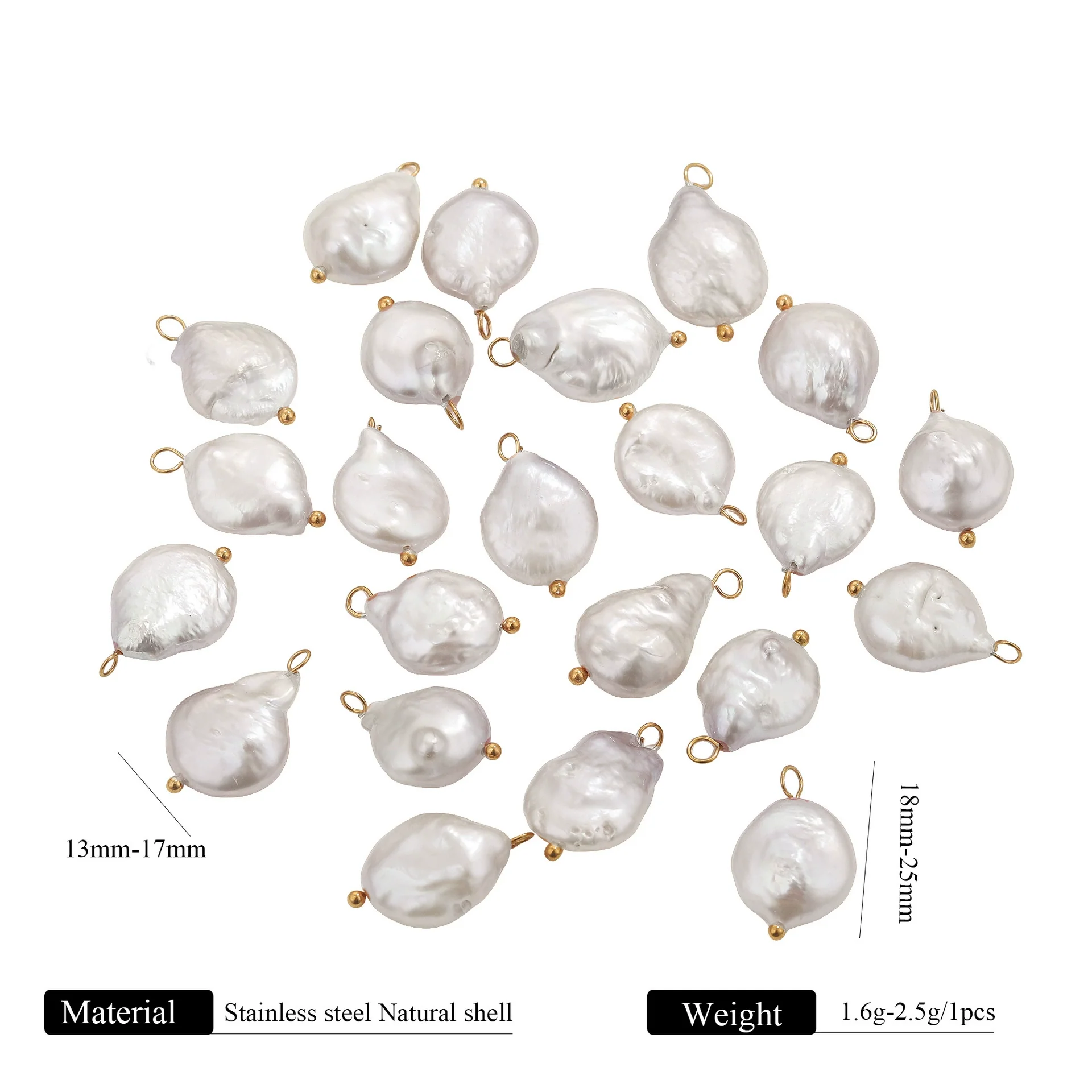 Wholesale Jewelry Natural Freshwater Baroque Pearl Stainless Steel Curved Pin Pendant - Image 6