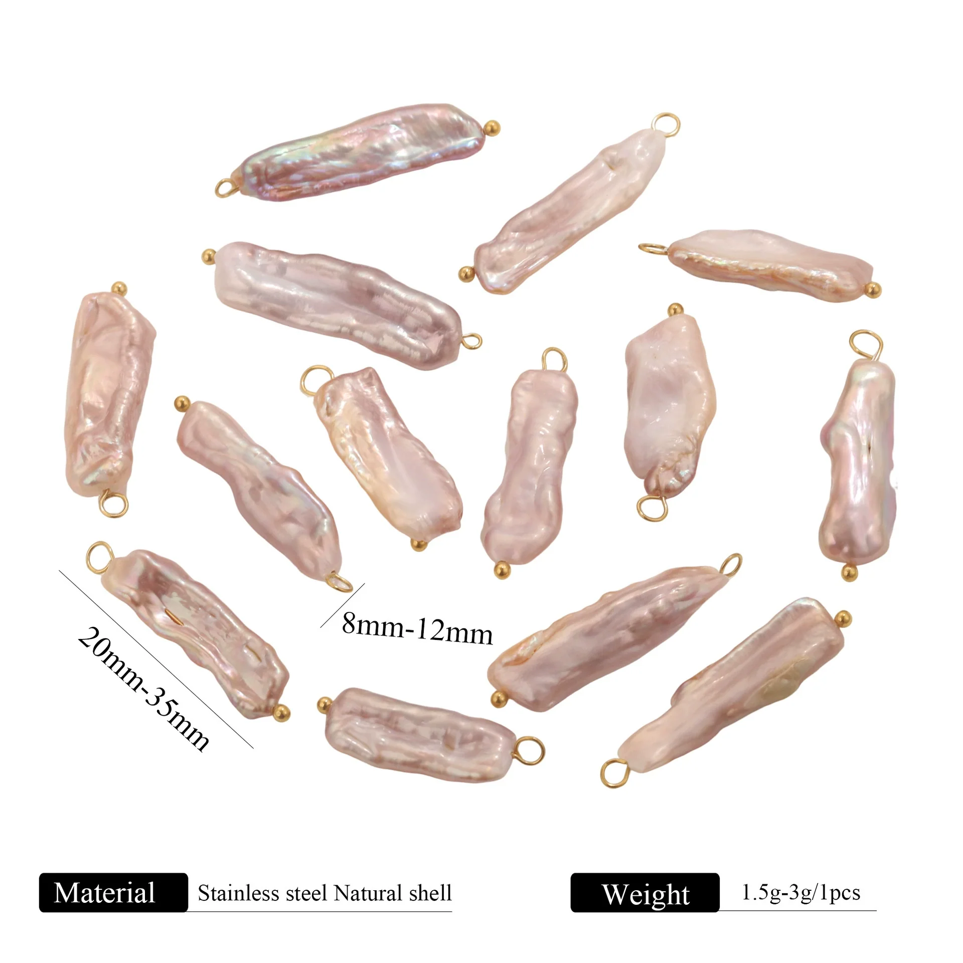 Wholesale Jewelry Natural Freshwater Baroque Pearl Stainless Steel Curved Pin Pendant - Image 8