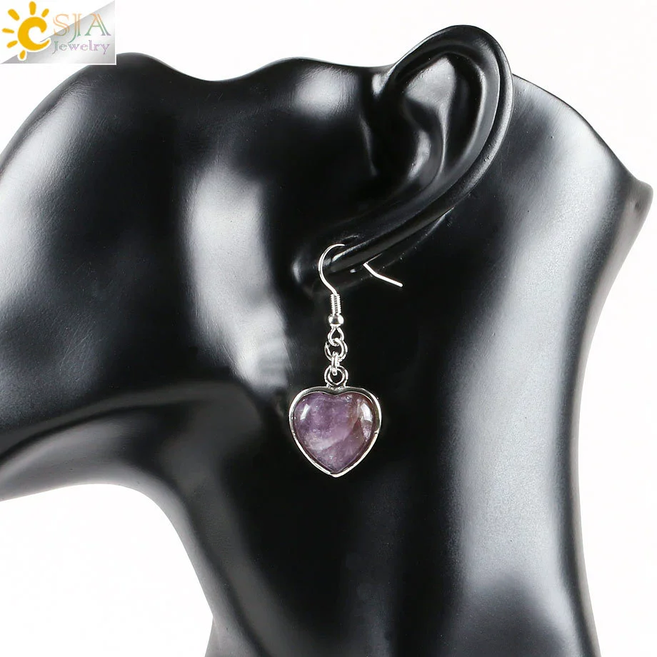 Wholesale Jewelry Natural Stone Heart Shape Minimalist Ladies Earrings - Image 13