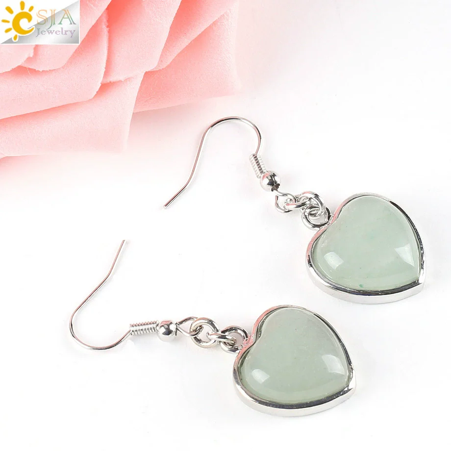 Wholesale Jewelry Natural Stone Heart Shape Minimalist Ladies Earrings - Image 2