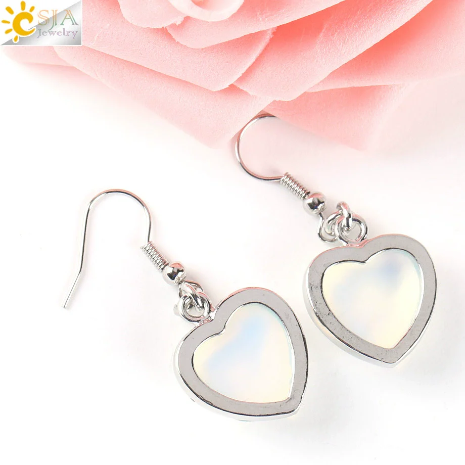 Wholesale Jewelry Natural Stone Heart Shape Minimalist Ladies Earrings - Image 3