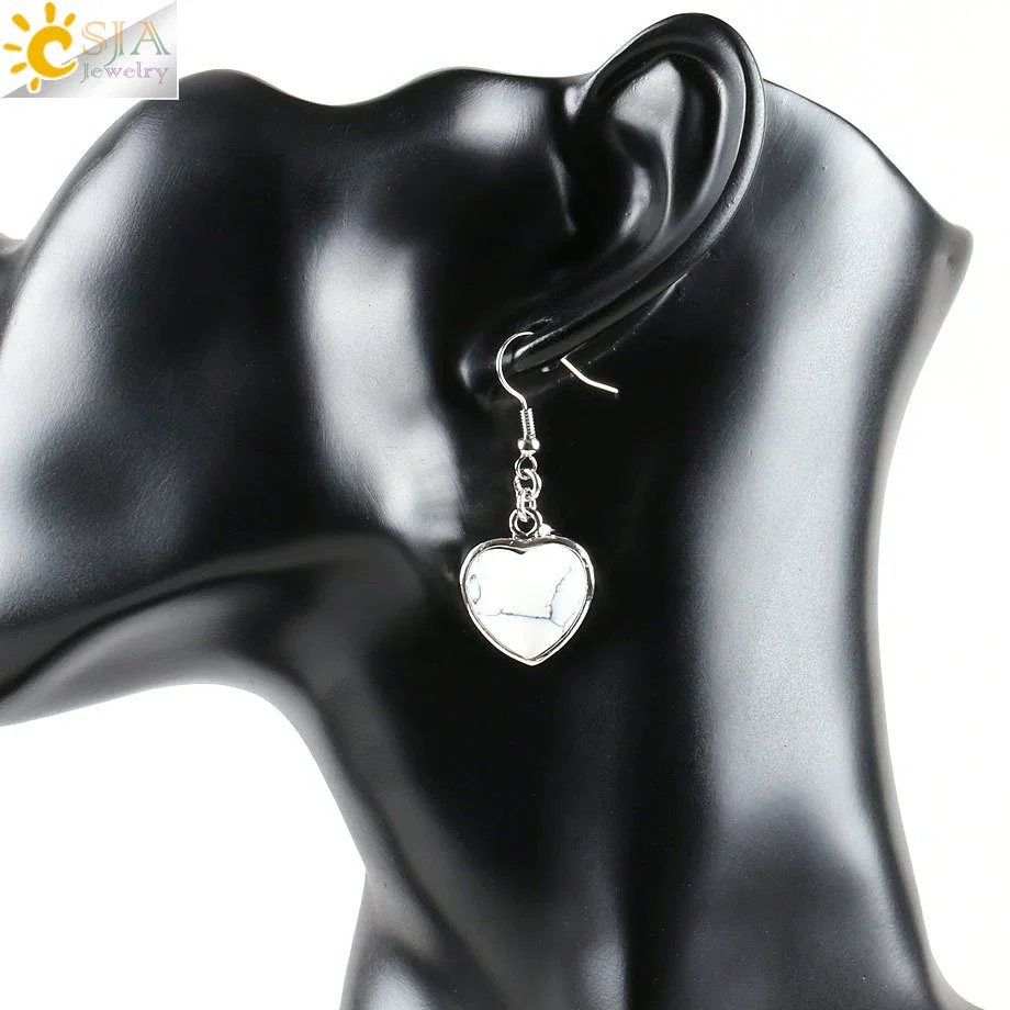 Wholesale Jewelry Natural Stone Heart Shape Minimalist Ladies Earrings - Image 6
