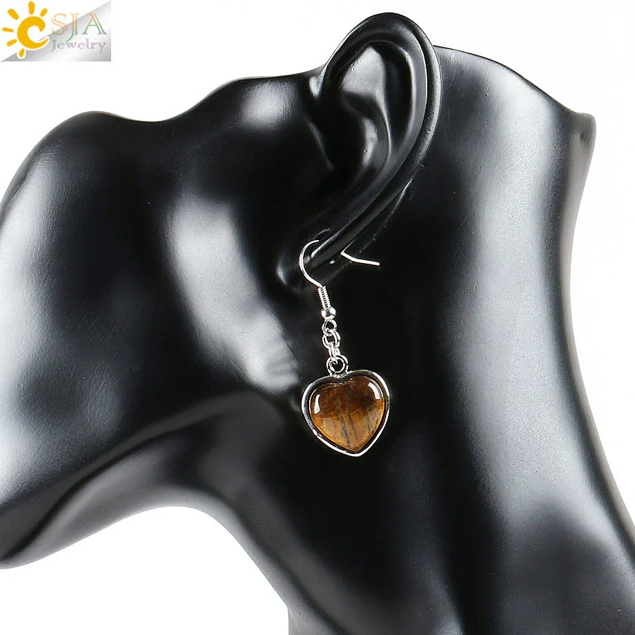 Wholesale Jewelry Natural Stone Heart Shape Minimalist Ladies Earrings - Image 7