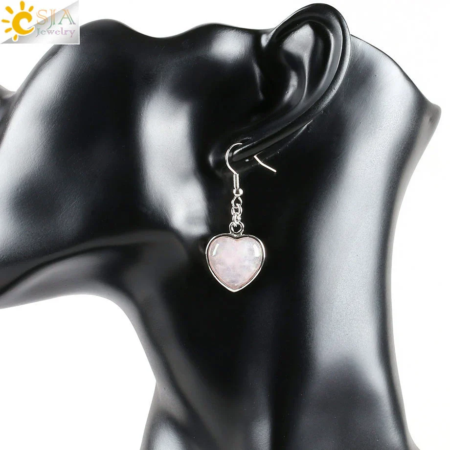 Wholesale Jewelry Natural Stone Heart Shape Minimalist Ladies Earrings - Image 9