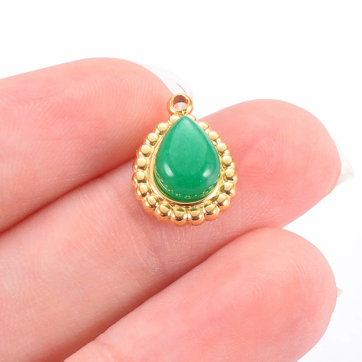 Wholesale Jewelry Natural Stone Stainless Steel Water Drop Oval Pendant Electroplated Bohemian Style Diy Jewelry Accessories - Image 3