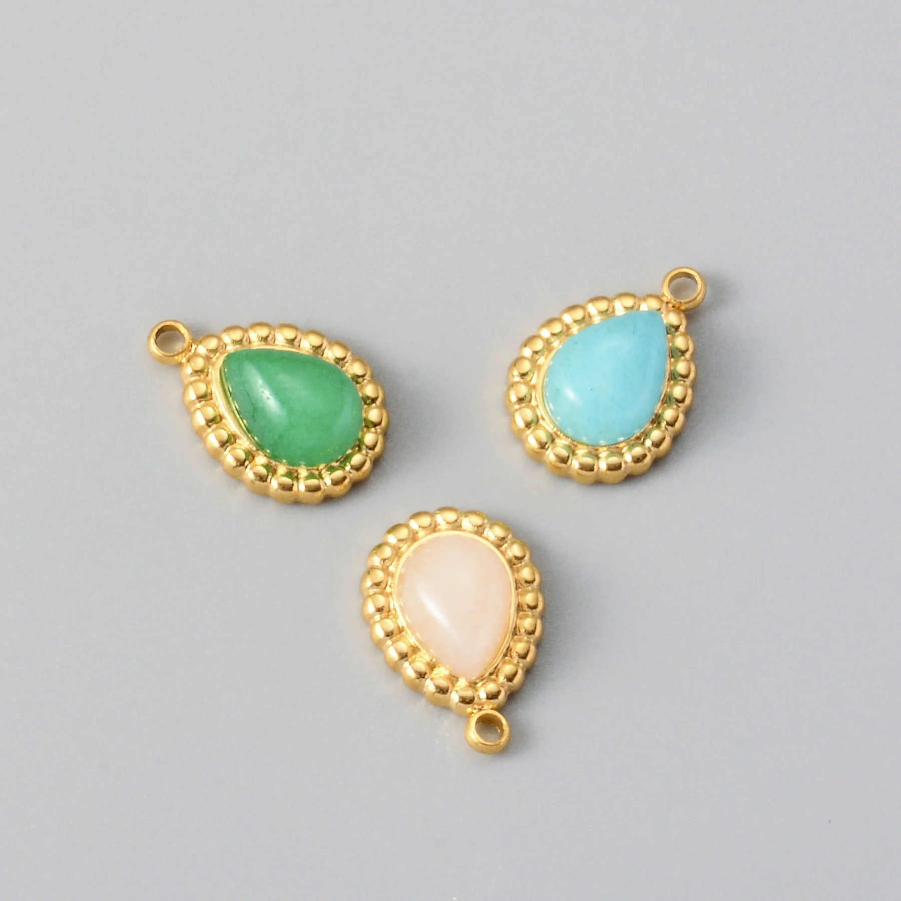 Wholesale Jewelry Natural Stone Stainless Steel Water Drop Oval Pendant Electroplated Bohemian Style Diy Jewelry Accessories - Image 4