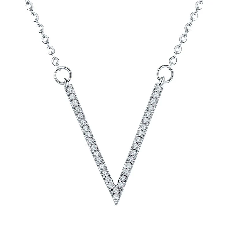 Wholesale Jewelry Necklace Light Luxury Environmental Protection Copper Microinlaid Zircon Clavicle Chain With Letters Pattern Electroplating - Image 5